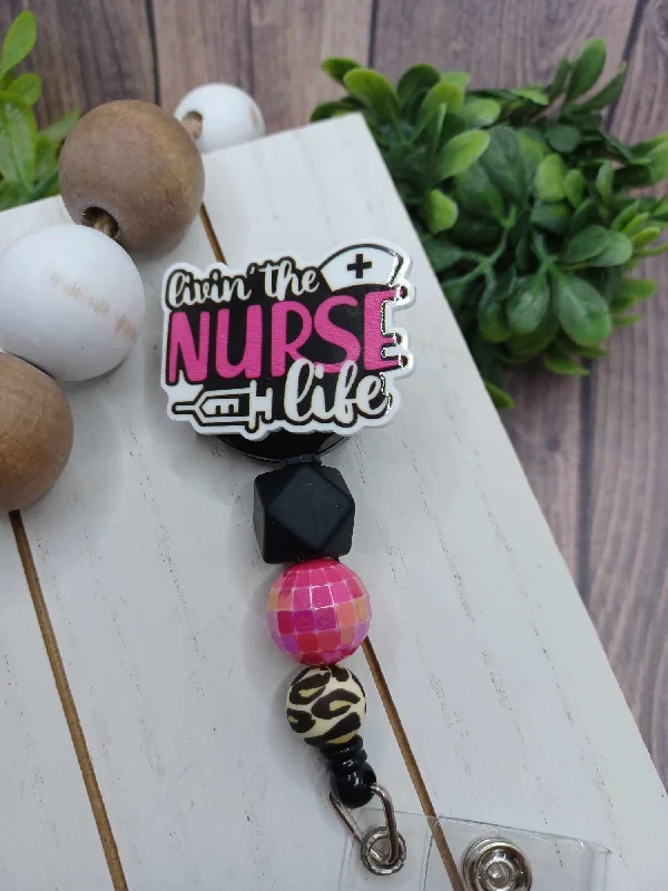 Livin' the Nurse Life Retractable Beaded Badge Reel