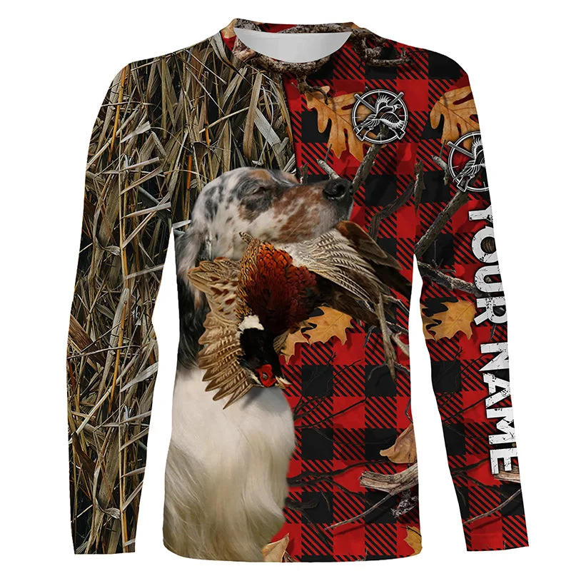 Llewellin English Setter Pheasant Hunting Dog Red Plaid Camo Shirts, Christmas Hunting Gifts FSD4244 Llewellin English Setter Pheasant Hunting Dog Red Plaid Camo Shirts, Christmas Hunting Gifts FSD4244