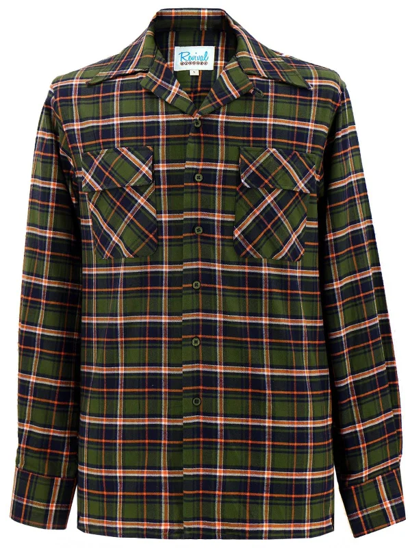 Christmas Candles Logger Pennine Check Green Vintage Style Leisure Shirt