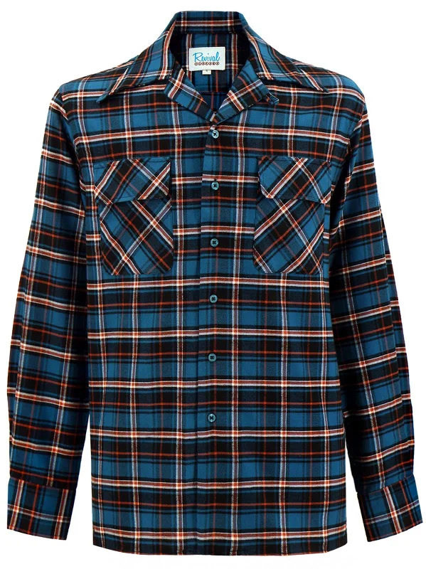 Festive Season Logger Spruce Check Blue Vintage Style Leisure Shirt