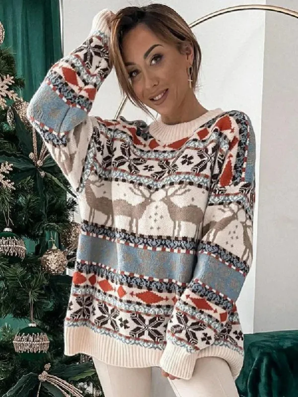 Christmas Decor Long Sleeve Knitted Pullover Christmas Sweater