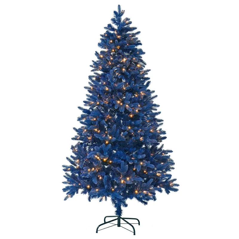 Christmas Party Luxury Pre Lit Navy Pencil Christmas Tree Warm White Lights