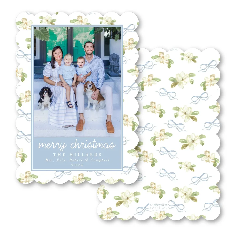 Christmas Wonderland 'Magnolia Blooms' Scallop Die-Cut Holiday Card