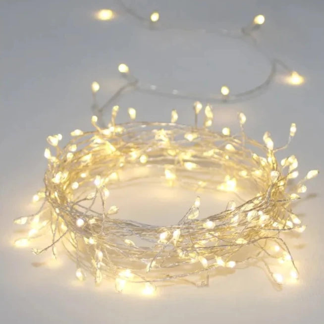 Christmas Starry Outdoor Lights Mains Operated Cluster 15m (Silver)