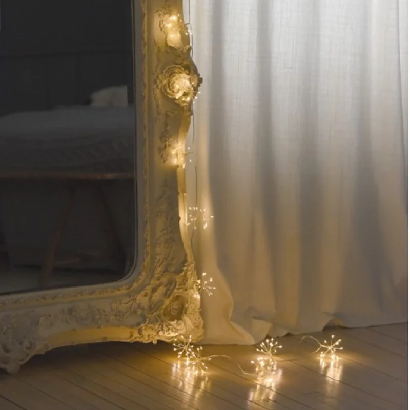 Christmas Cozy Handmade Decorations Mains Operated Starburst Chain - Silver