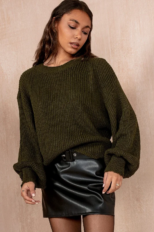 Christmas Icy Wonderland Mandy Khaki Knit Jumper