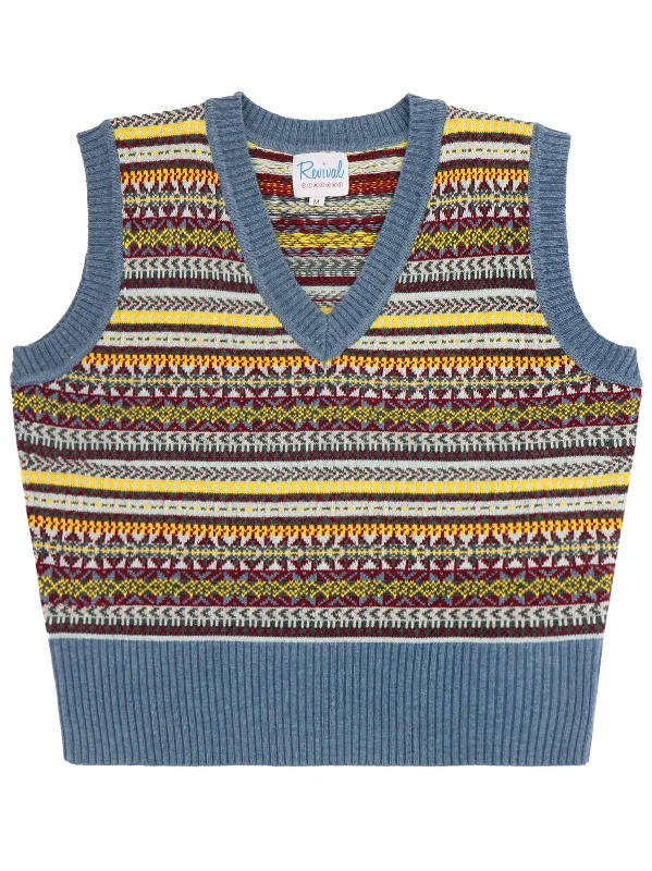 Melvin Vintage Fairisle Tank Top - Paridae Blue