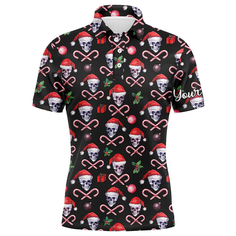 Men golf polo upf shirts funny black Christmas skull pattern custom team golf polo shirts NQS4408 Men golf polo upf shirts funny black Christmas skull pattern custom team golf polo shirts NQS4408