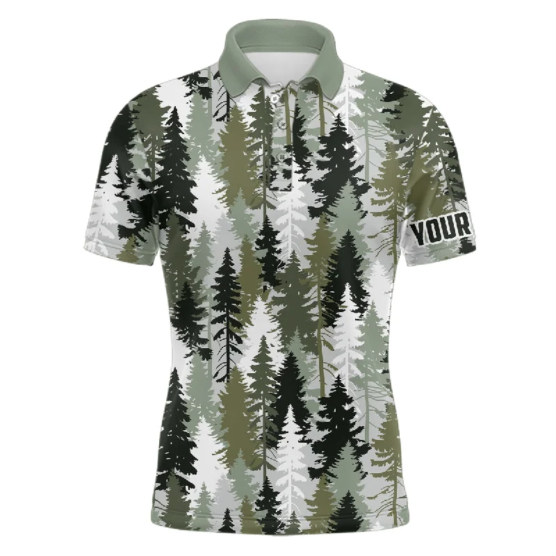 Mens golf polo shirt custom Christmas pine trees camouflage pattern golf shirt for men, golf gifts NQS6662 Mens golf polo shirt custom Christmas pine trees camouflage pattern golf shirt for men, golf gifts NQS6662