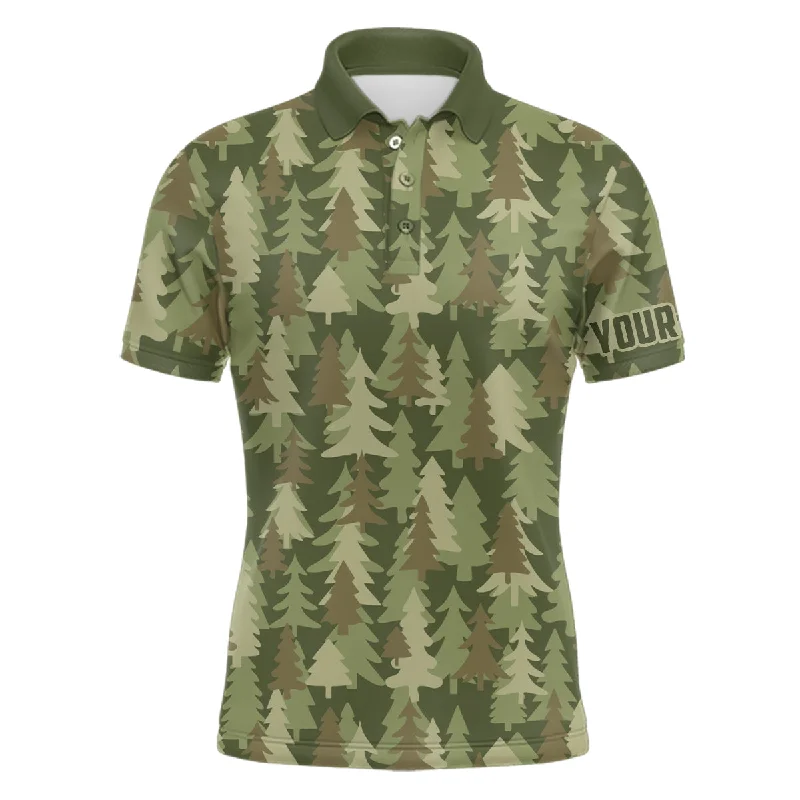 Mens golf polo shirt custom Christmas trees green camouflage pattern golf shirt for men, golf gifts NQS6660 Mens golf polo shirt custom Christmas trees green camouflage pattern golf shirt for men, golf gifts NQS6660