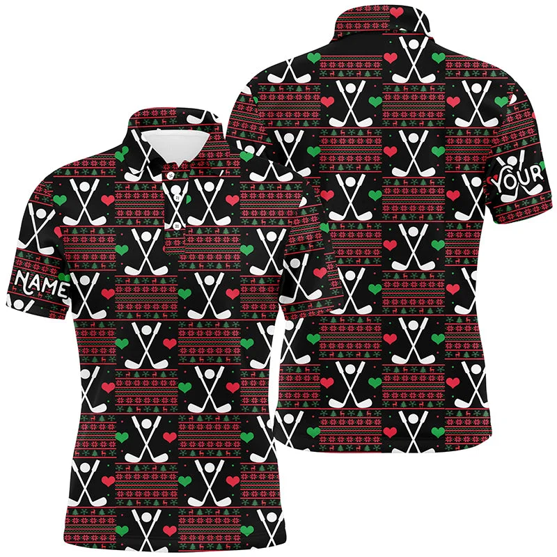 Mens golf polo shirts custom Christmas pattern shirts for mens, personalized Christmas golf gifts NQS6603 Mens golf polo shirts custom Christmas pattern shirts for mens, personalized Christmas golf gifts NQS6603