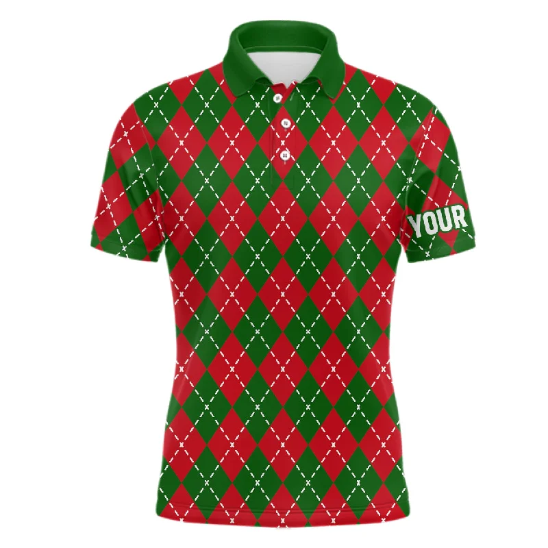 Mens golf polo shirts custom green red Christmas plaid pattern shirt for mens, personalized golf gifts NQS6585 Mens golf polo shirts custom green red Christmas plaid pattern shirt for mens, personalized golf gifts NQS6585