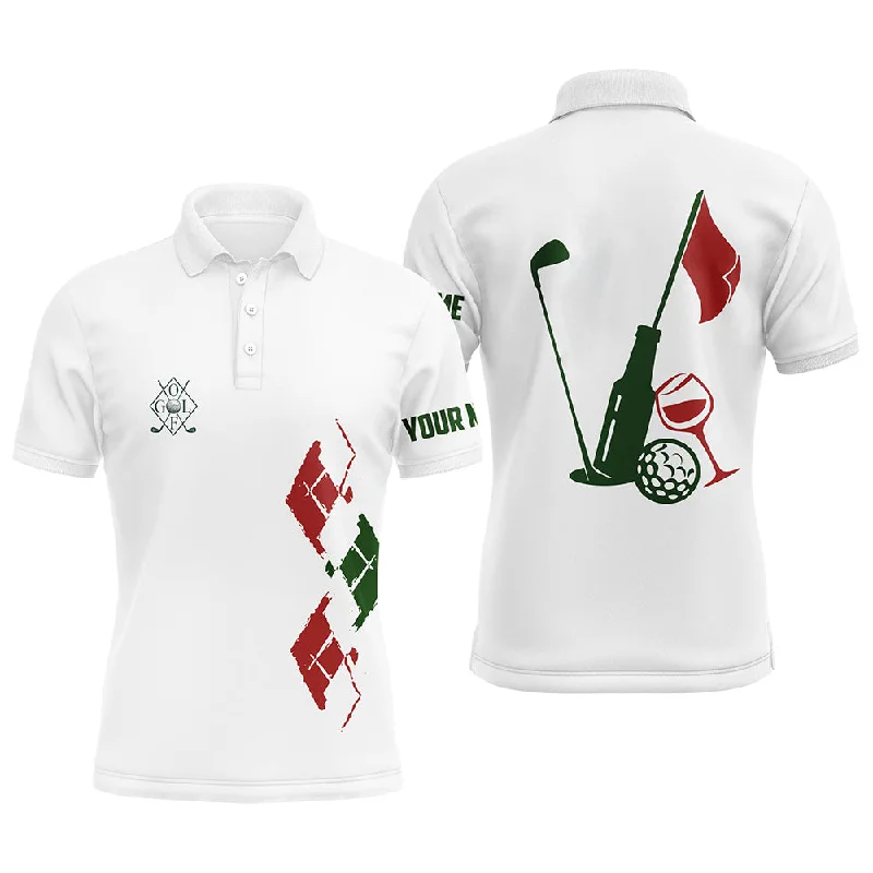 Mens golf polo shirts custom vintage golf and wine golf clubs Christmas polo shirts NQS6598 Mens golf polo shirts custom vintage golf and wine golf clubs Christmas polo shirts NQS6598