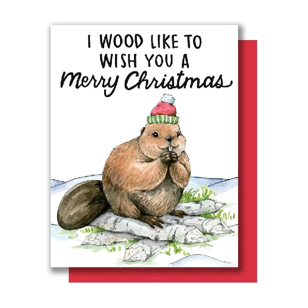 Merry Christmas Beaver Christmas Card