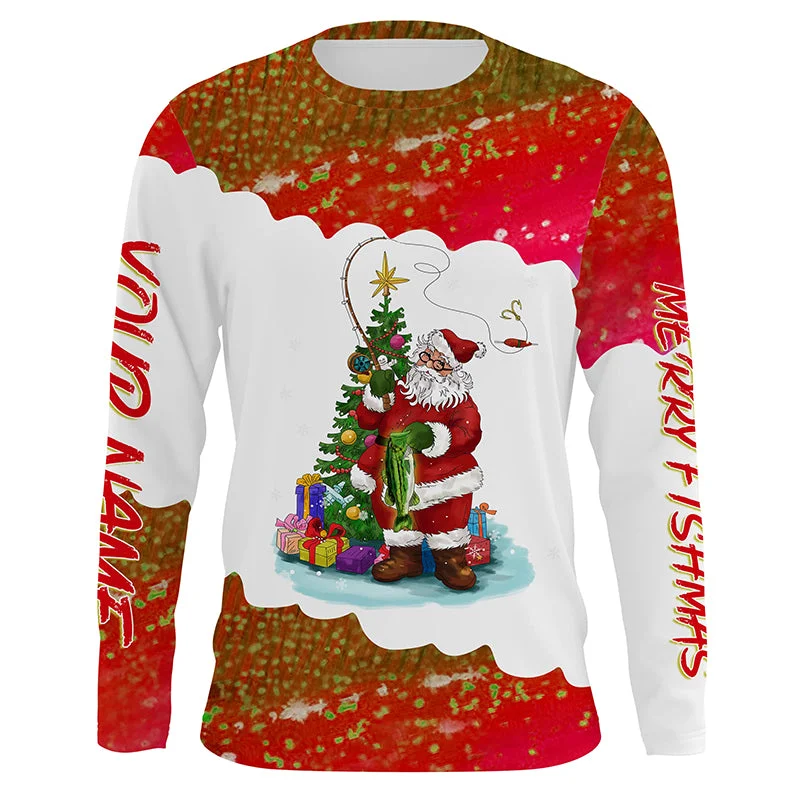 Merry fishmas Santa fishing Custom sun protection Long sleeve Fishing Shirts, Christmas Fishing Gift NQS4431 Merry fishmas Santa fishing Custom sun protection Long sleeve Fishing Shirts, Christmas Fishing Gift NQS4431