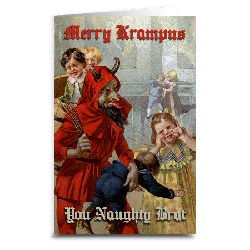 Christmas Sparkling Holiday Glow Merry Krampus You Naughty Brat Card
