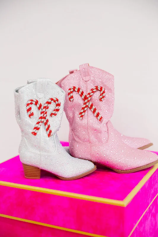 Christmas Warming Cocoa Sips MINI KIDS CANDY CANE SPARKLE BOOTS