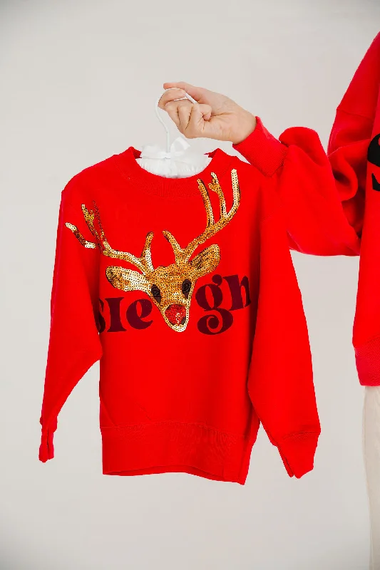 Christmas Holiday Street Decorations MINI KIDS REINDEER SLEIGH PULLOVER