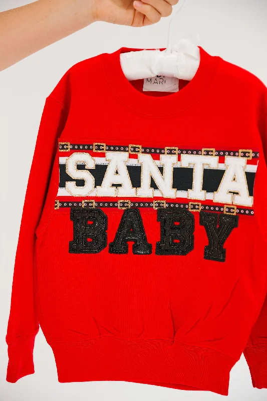 Christmas Eve MINI KIDS SANTA BABY RED PULLOVER