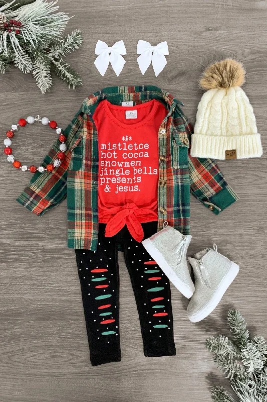 Christmas Snowy Mountains "Mistletoe, Hot Cocoa..." Legging Set