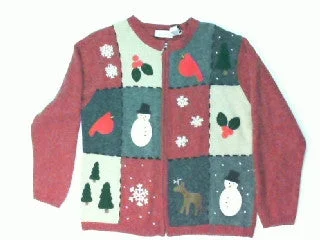 Christmas Pine Tree Mohair Attacked My Snowman-Small Christmas Sweater