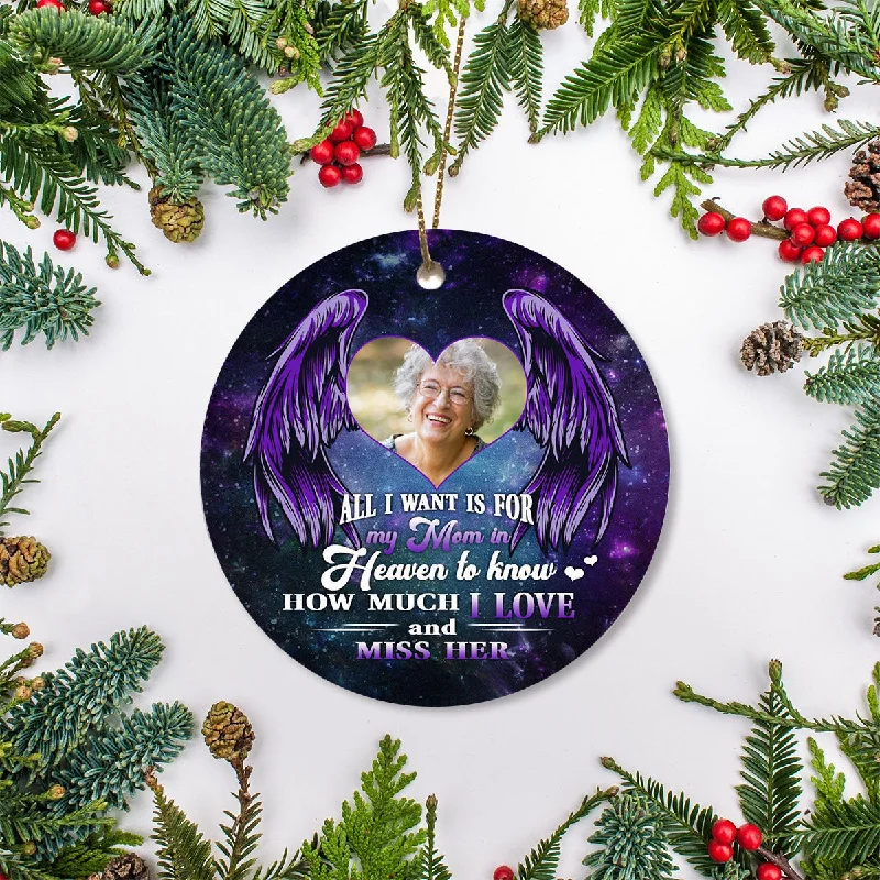 Mom memorial Christmas ornament personalized picture Mom in Heaven remembrance sympathy gift NOM238 Mom memorial Christmas ornament personalized picture Mom in Heaven remembrance sympathy gift NOM238