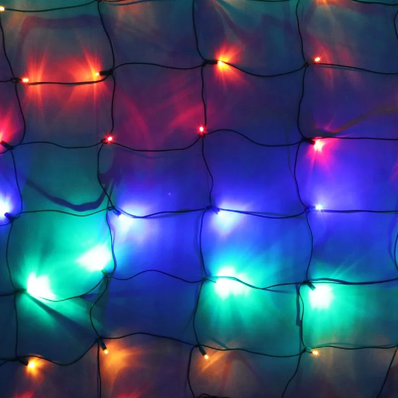 Christmas Holly Jolly Moments 100-light Multicolor 5mm LED Net Lights, Green Wire