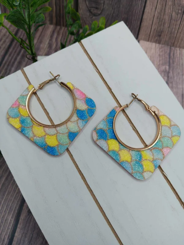 Christmas Cozy Warm Blankets Multicolored Mermaid Style Glitter Earrings