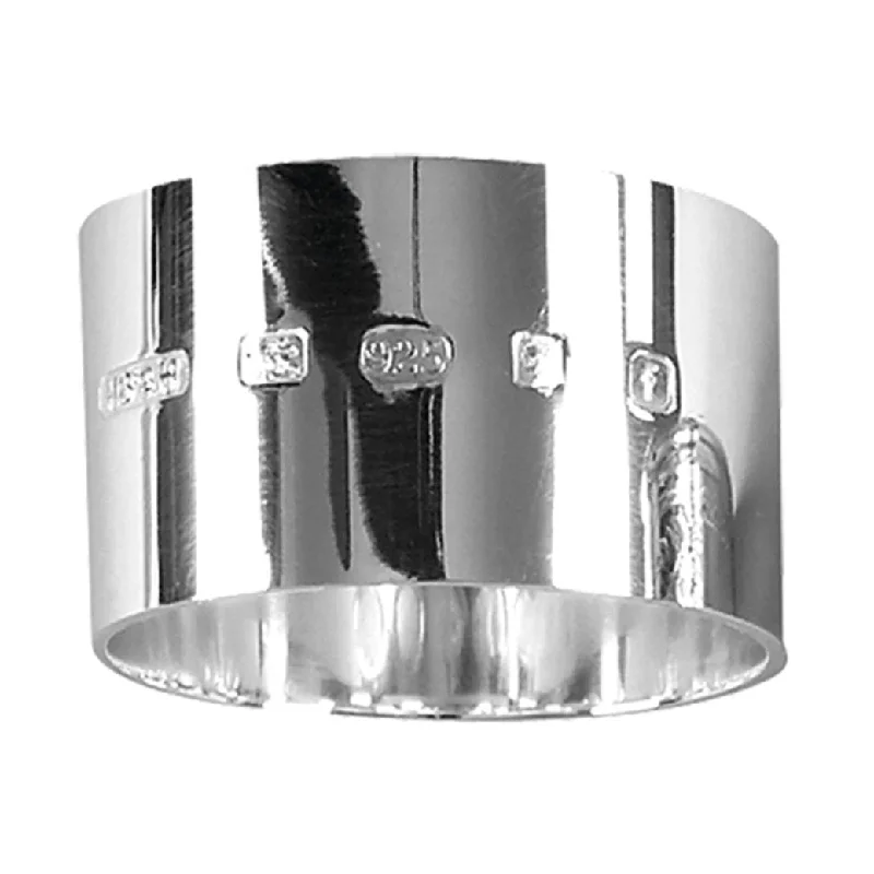 Christmas Festive Snowmen Napkin Ring Wide Heavy 1.5oz 925 Solid Silver 7483