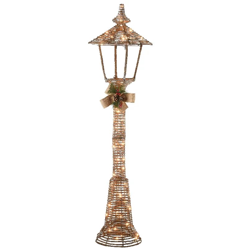 Christmas Cozy Handmade Decorations 60 in. Champagne Vine Lamppost Decoration with Clear Lights Christmas Cozy Handmade Decorations 60 in. Champagne Vine Lamppost Decoration with Clear Lights
