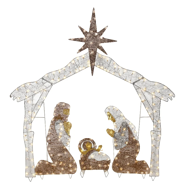 Christmas Winter Forest Walks 72 in. Nativity Scene with White LED Lights
