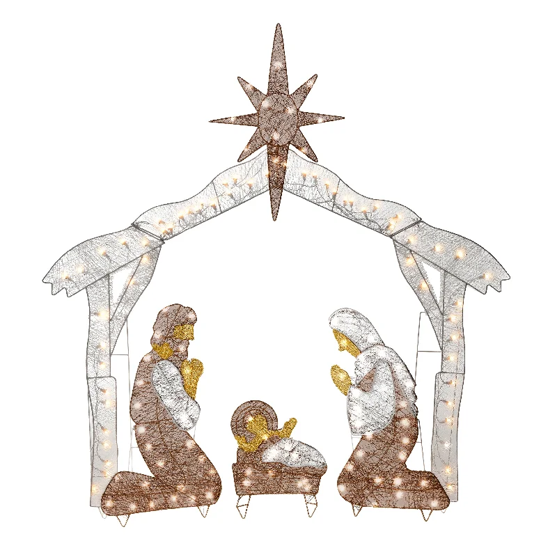 Christmas Family Holiday Movie Night 55 in. Crystal Splendor Prelit Nativity Set