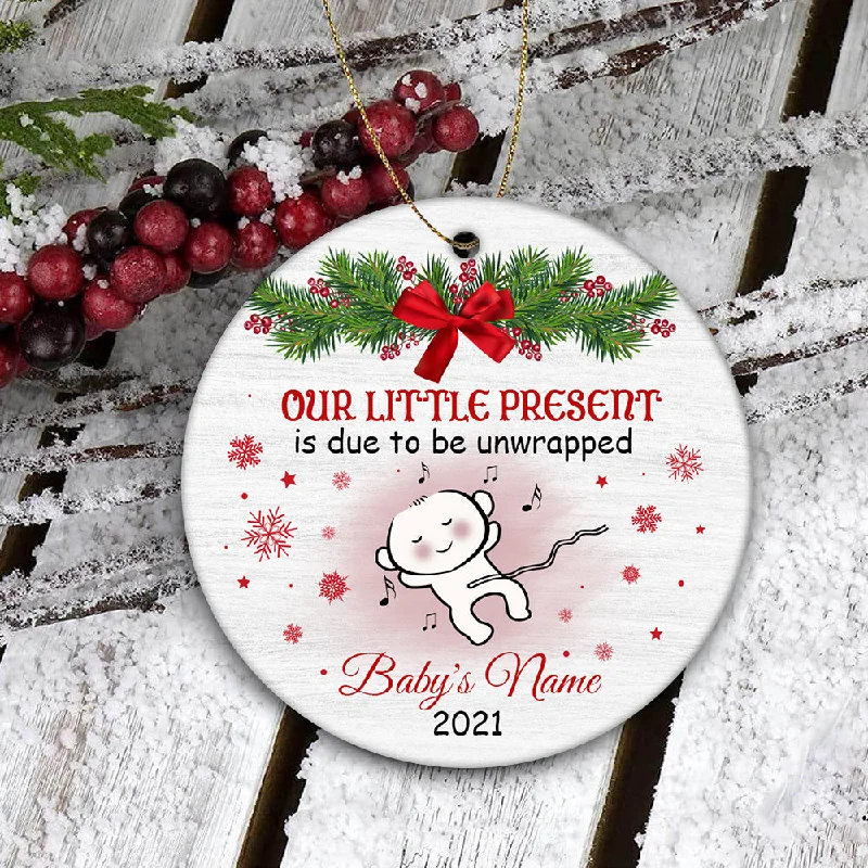 New Baby Christmas Ornament - Cute Ornament Gift for Dad to Be, Expecting Mother on Christmas Baby Reveal Pregnancy Announcement| NOM137 New Baby Christmas Ornament - Cute Ornament Gift for Dad to Be, Expecting Mother on Christmas Baby Reveal Pregnancy Announcement| NOM137