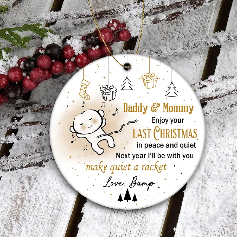 New Baby Christmas Ornament - Cute Ornament Gift for Dad to Be, Expecting Mother on Christmas Baby Reveal Pregnancy Announcement| NOM138 New Baby Christmas Ornament - Cute Ornament Gift for Dad to Be, Expecting Mother on Christmas Baby Reveal Pregnancy Announcement| NOM138