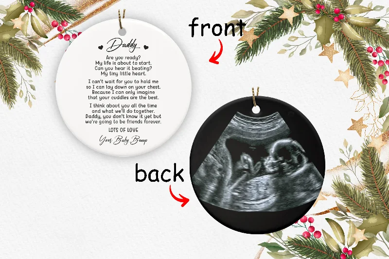 New Dad Ornament - Dear Daddy Are You Ready 2 Sided Custom Sonogram Circle Ornament Gift for Expecting Dad Pregnancy Reveal Daddy To Be New Baby Christmas Present from Baby Xmas - JOR50 New Dad Ornament - Dear Daddy Are You Ready 2 Sided Custom Sonogram Circle Ornament Gift for Expecting Dad Pregnancy Reveal Daddy To Be New Baby Christmas Present from Baby Xmas - JOR50