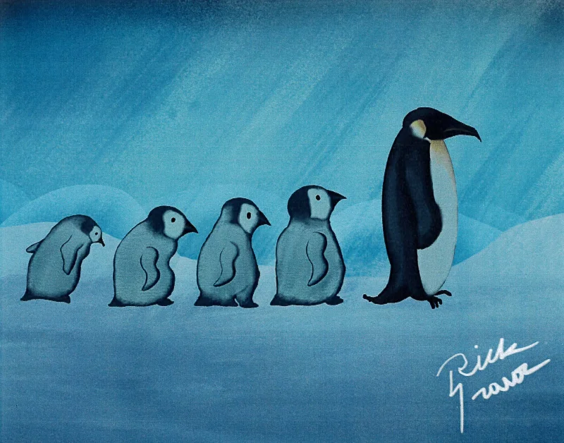 Christmas Day Penguin Family by Rick Fravor