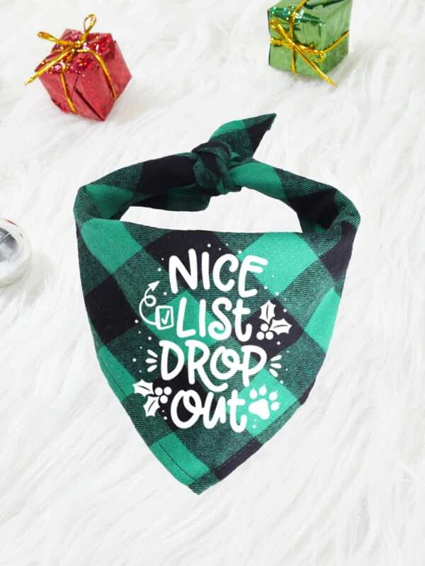 Festive Season Nice List Dropout Pet Bandana
