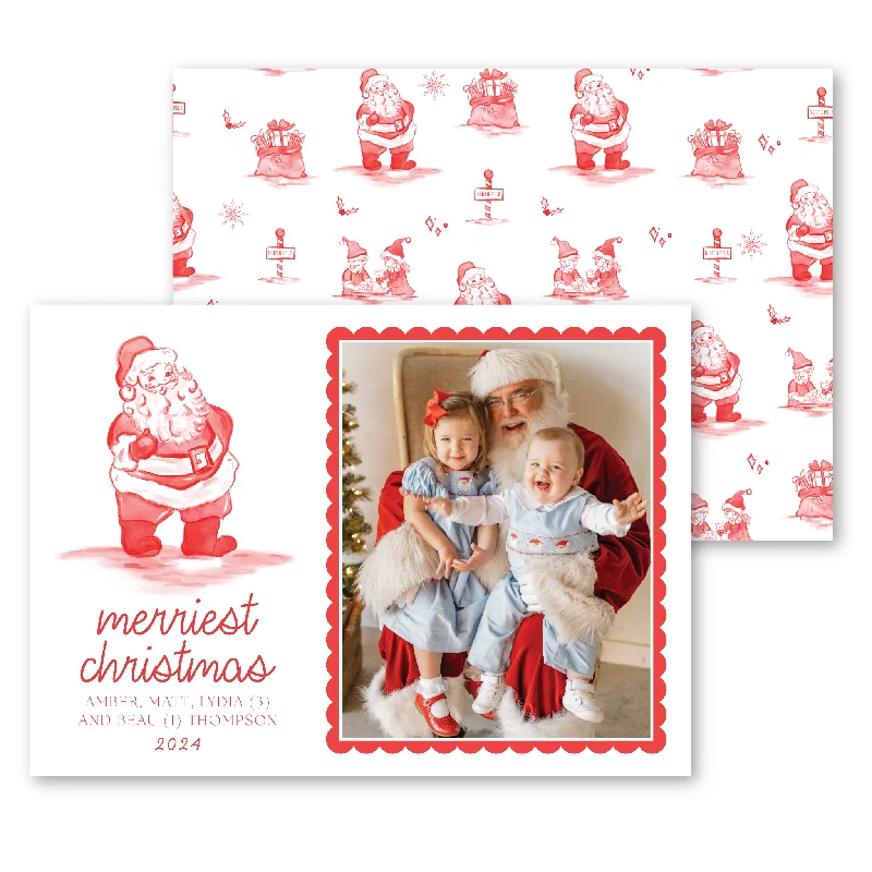 Holiday Treats North Pole Toile Holiday Card | Horizontal