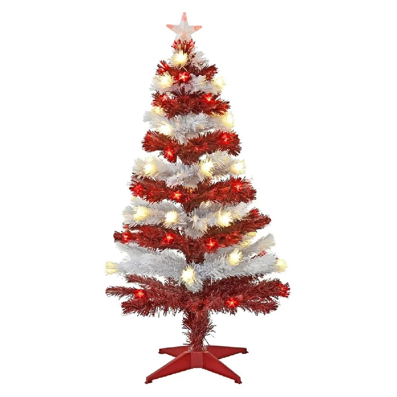 Christmas Garland Novelty 4ft Stripe Christmas Tree With LED Lights Red/Blue