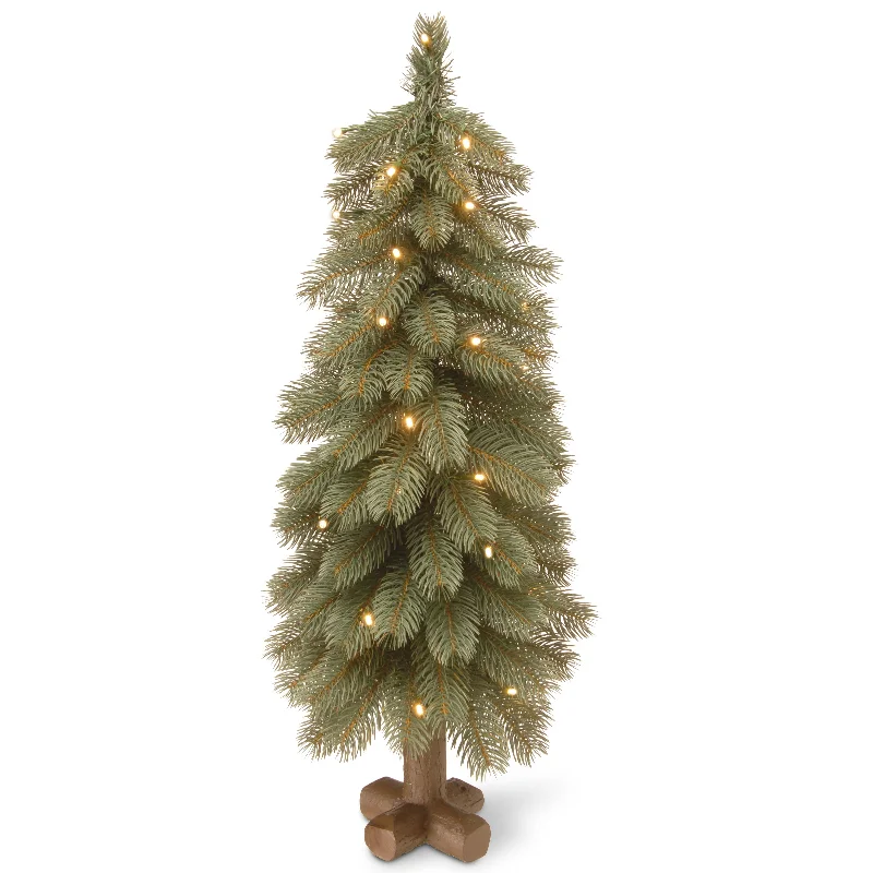 Christmas Wrapped With Love 30 in. Bayberry Blue Cedar Tree with LED Lights