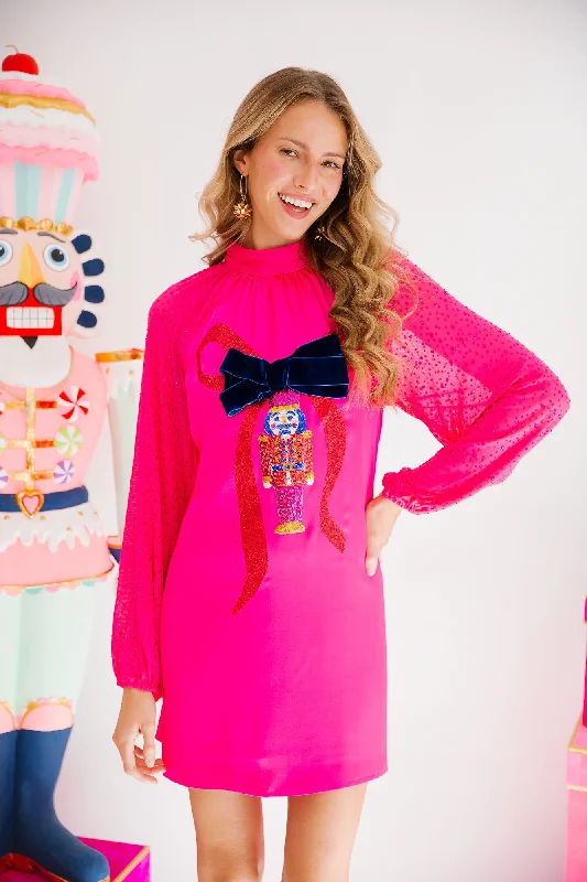 Holiday Treats NUTCRACKER BOW LONG-SLEEVE DRESS
