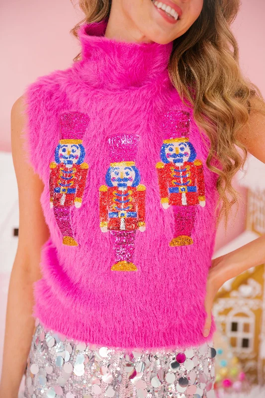 Christmas Cookies NUTCRACKER PINK FUZZY TOP