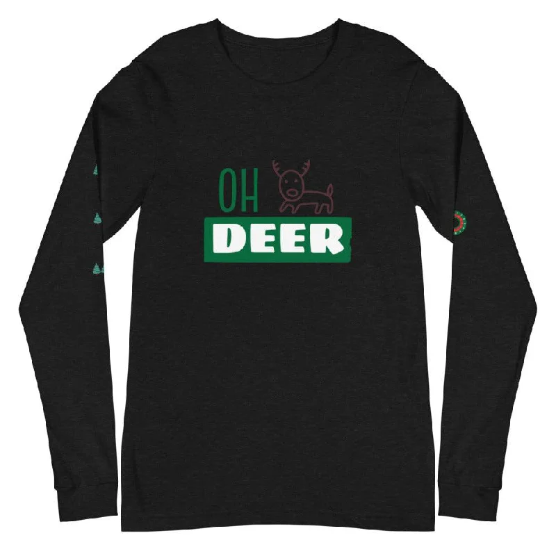 Christmas Wreath OH DEER! Unisex Long Sleeve Tee