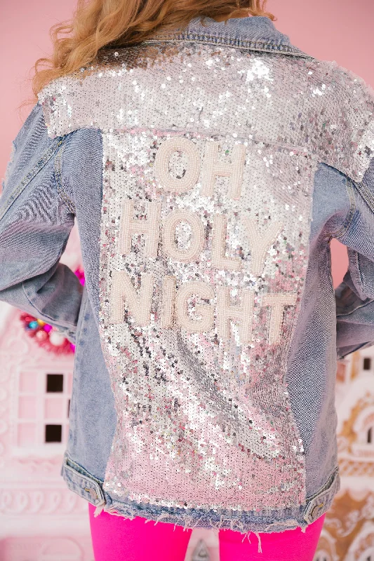 Christmas Magical Traditions OH HOLY NIGHT SEQUIN DENIM JACKET