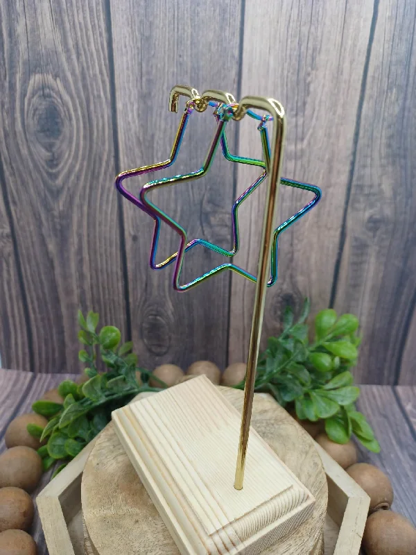 Christmas Spirit Oil Spill Star Earrings