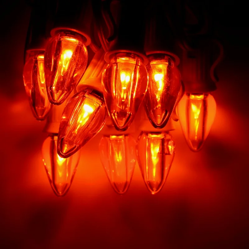 Christmas Celebration C7 Orange Smooth LED Bulbs E12 Bases (25 Pack)
