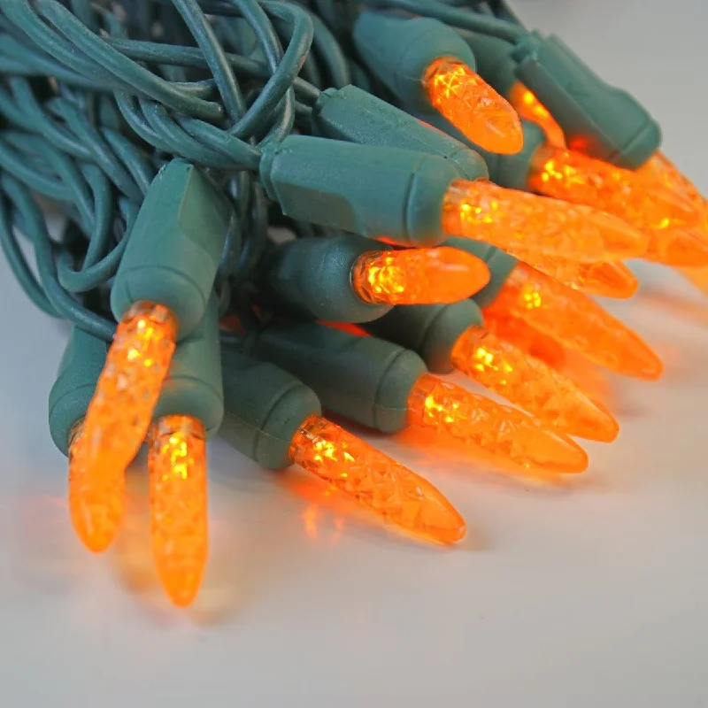 Christmas Homemade Gingerbread 50-light  M5 Orange LED Christmas Lights, 4" Spacing Green Wire