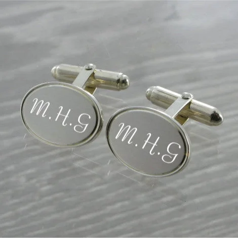 Christmas Cozy Indoor Fireplace Oval Swivel Solid Silver Cufflinks 9187