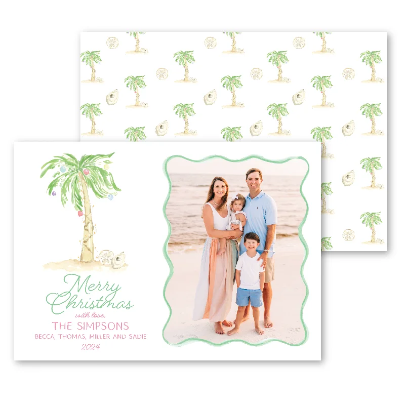 Christmas Mistletoe Palm Tree Holiday Card | Horizontal - Colorful