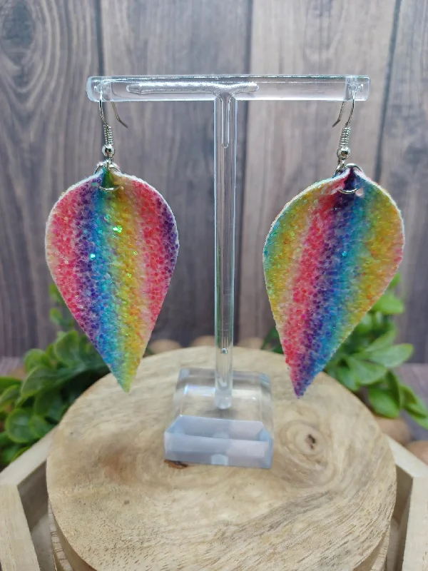 Holiday Treats Pastel Glitter Striped Reverse Teardrop Earrings